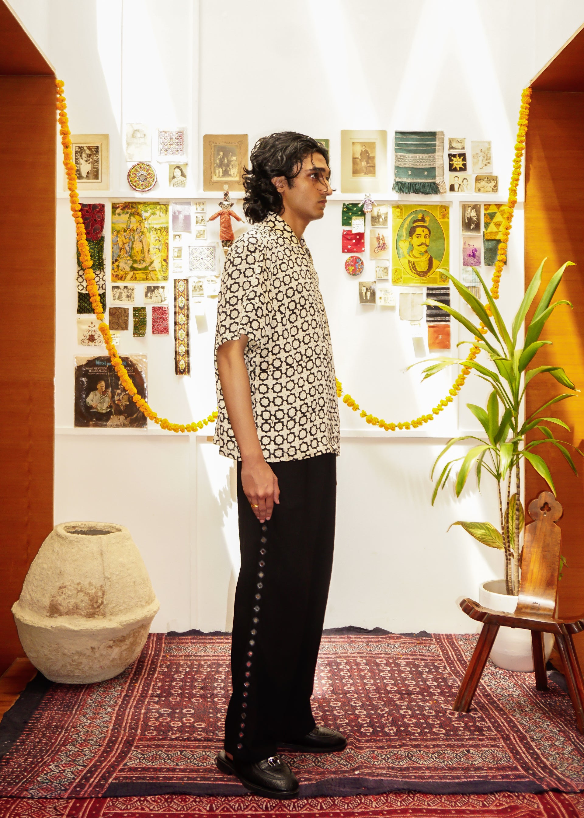 HAND EMBROIDERED MIRROR TROUSERS