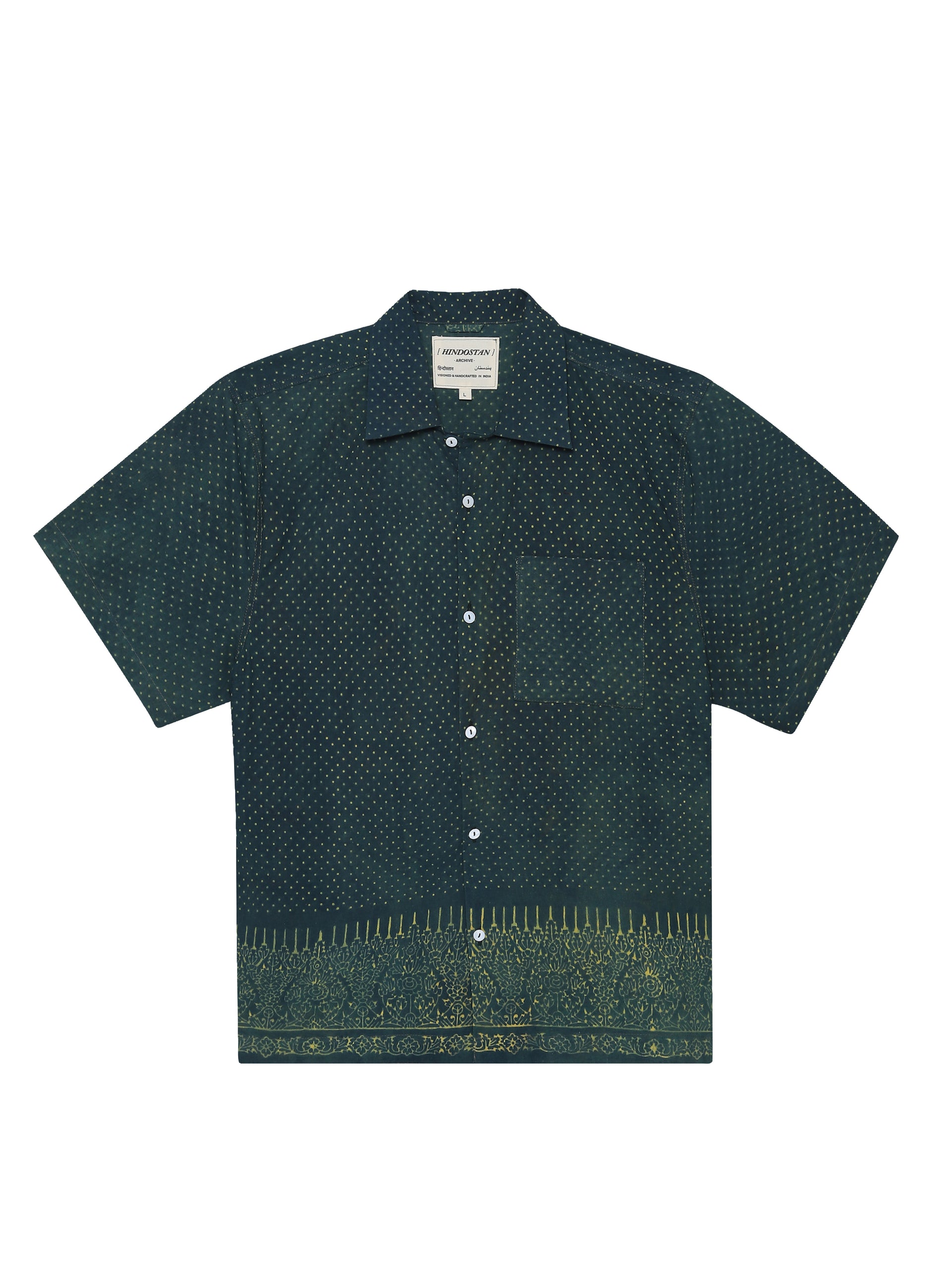 GREEN AJRAKH SHIRT WITH BORDER