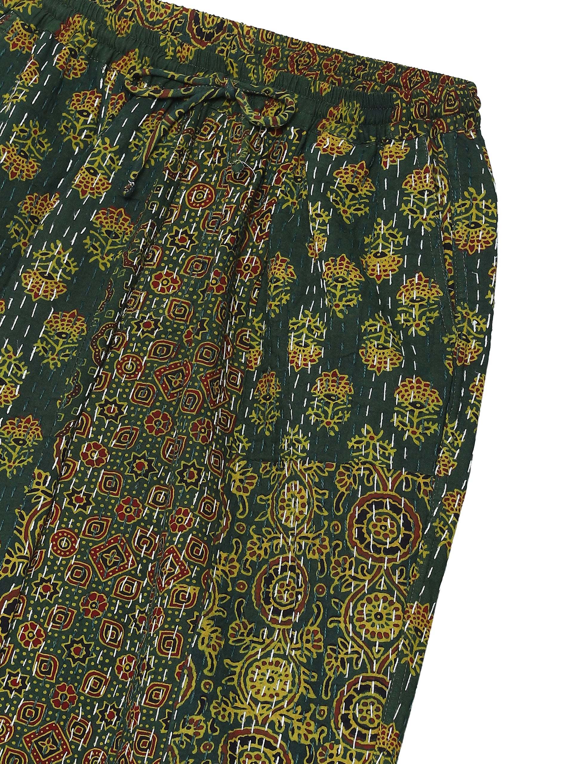 GREEN AJRAKH PATCHWORK TROUSERS
