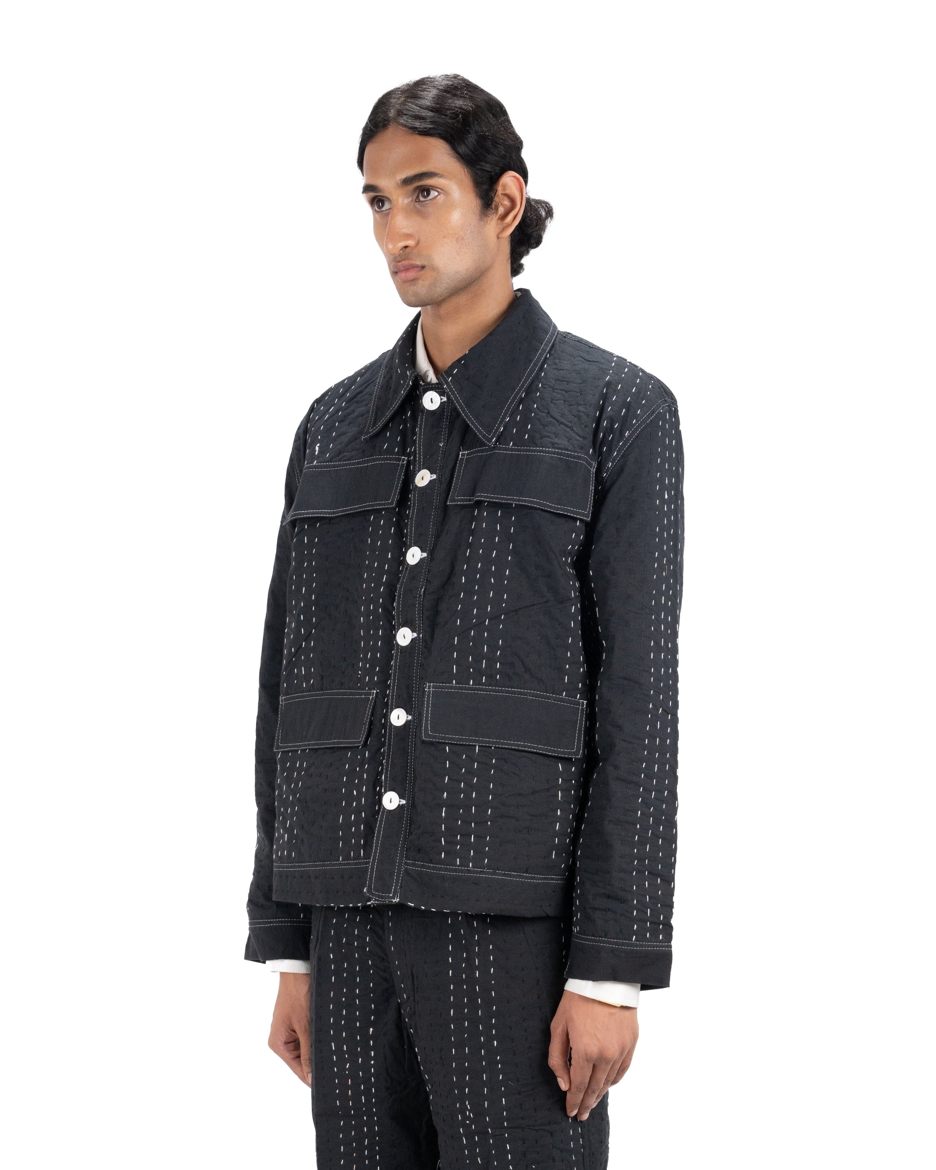 BLACK KANTHA JACKET - Hindostan Archive