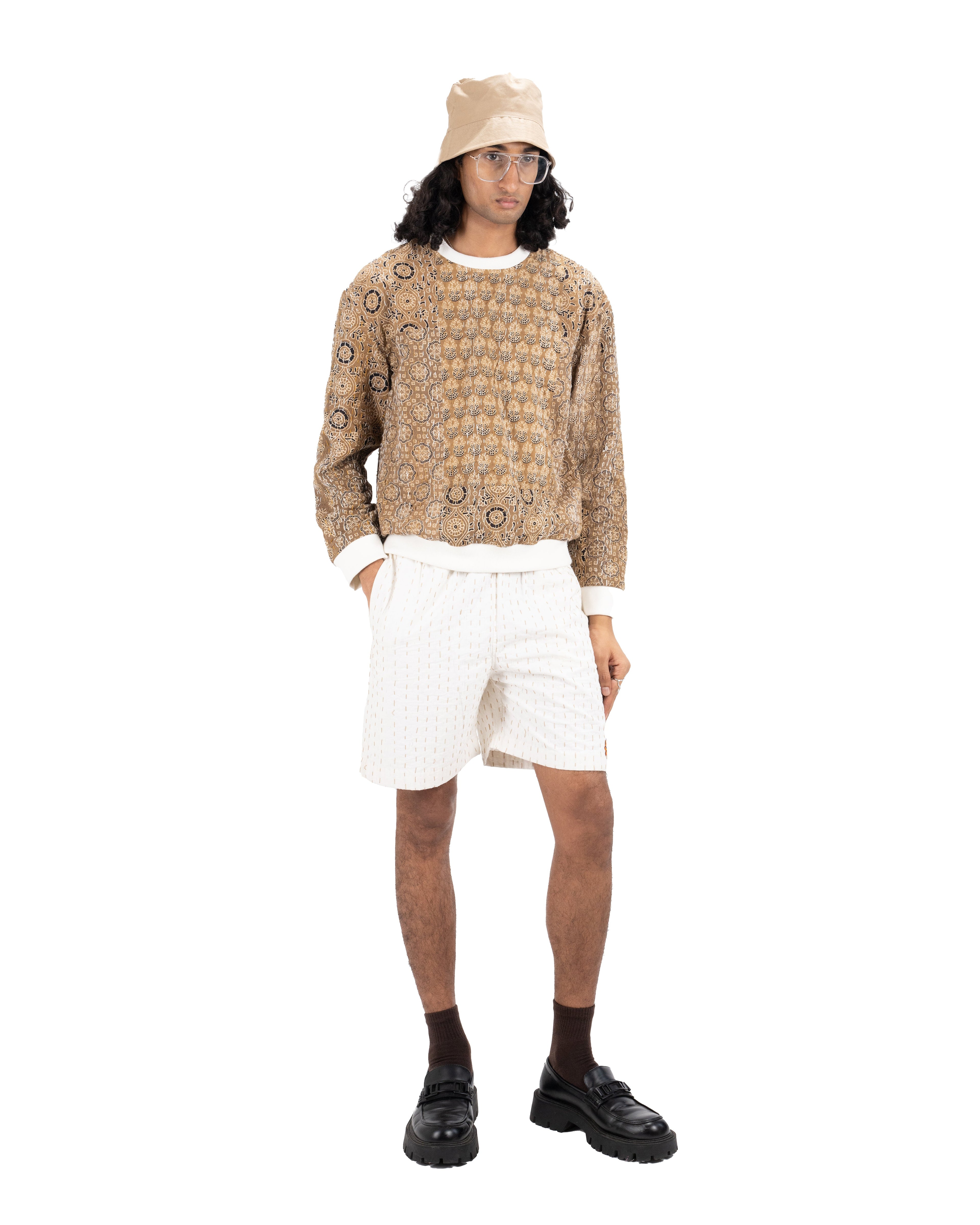 ‘SURYA’ WHITE KANTHA SHORTS - Hindostan Archive
