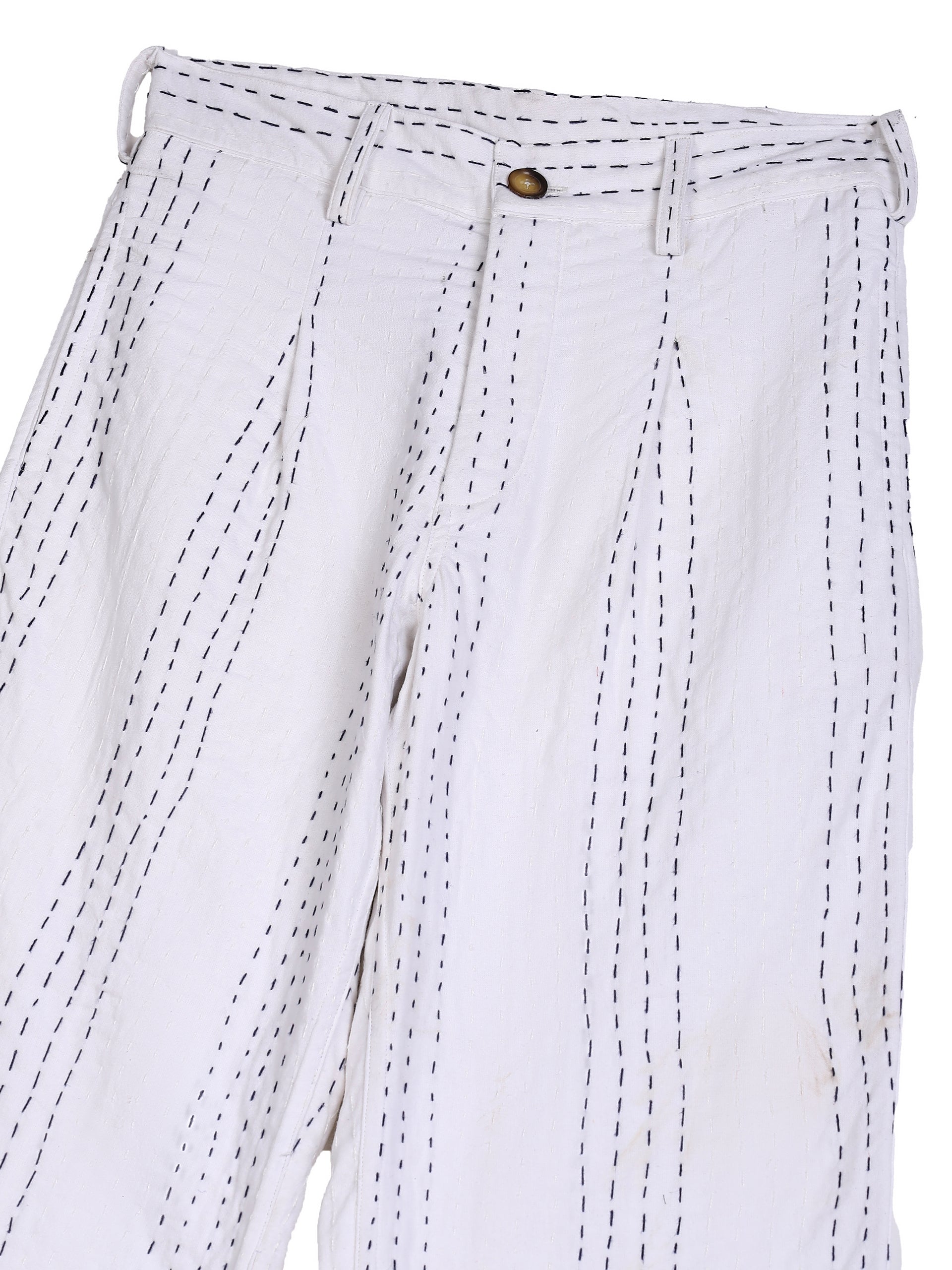 WHITE  KANTHA TROUSERS