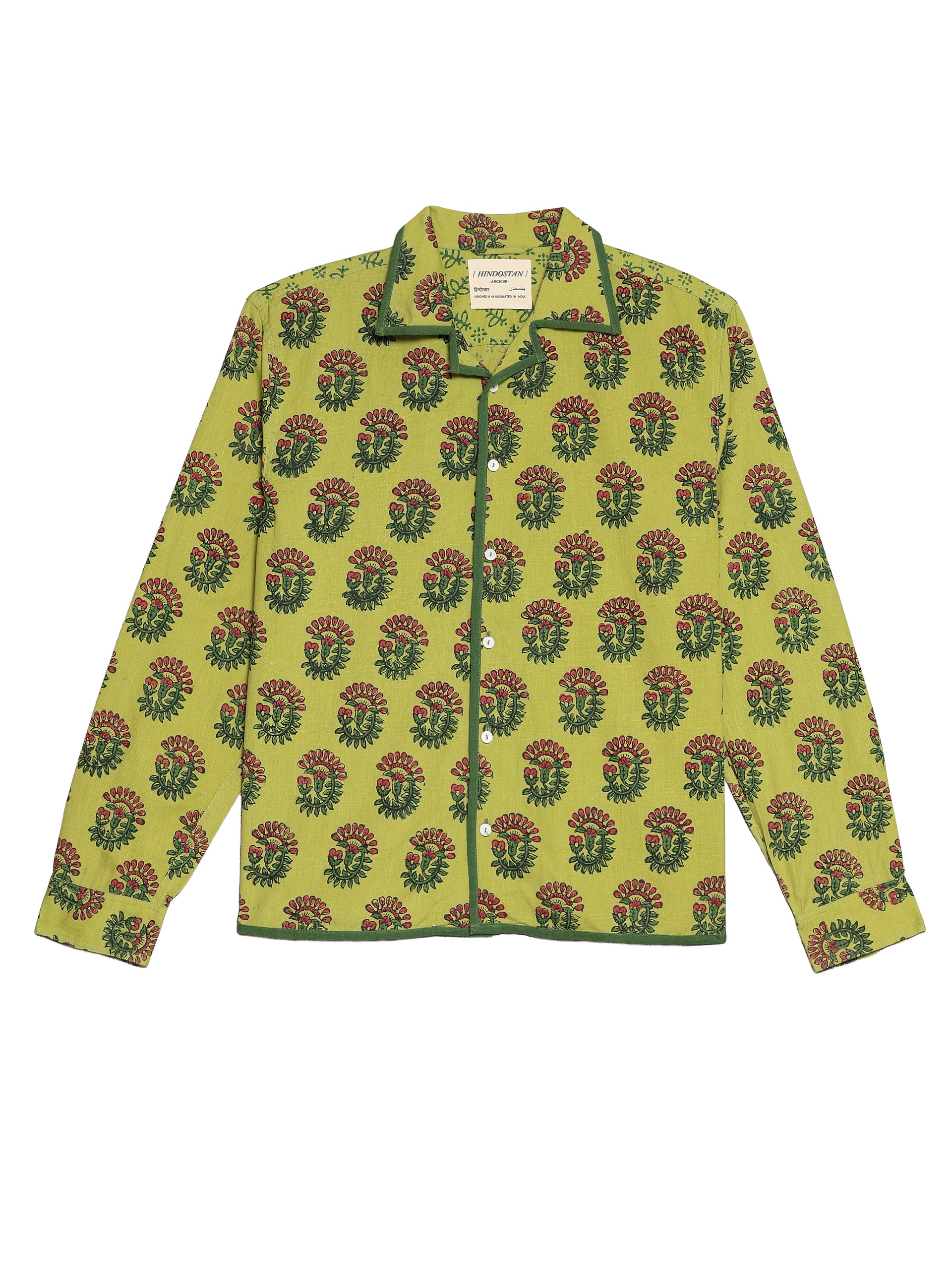 GREEN HAND BLOCK-PRINTED SHIRT