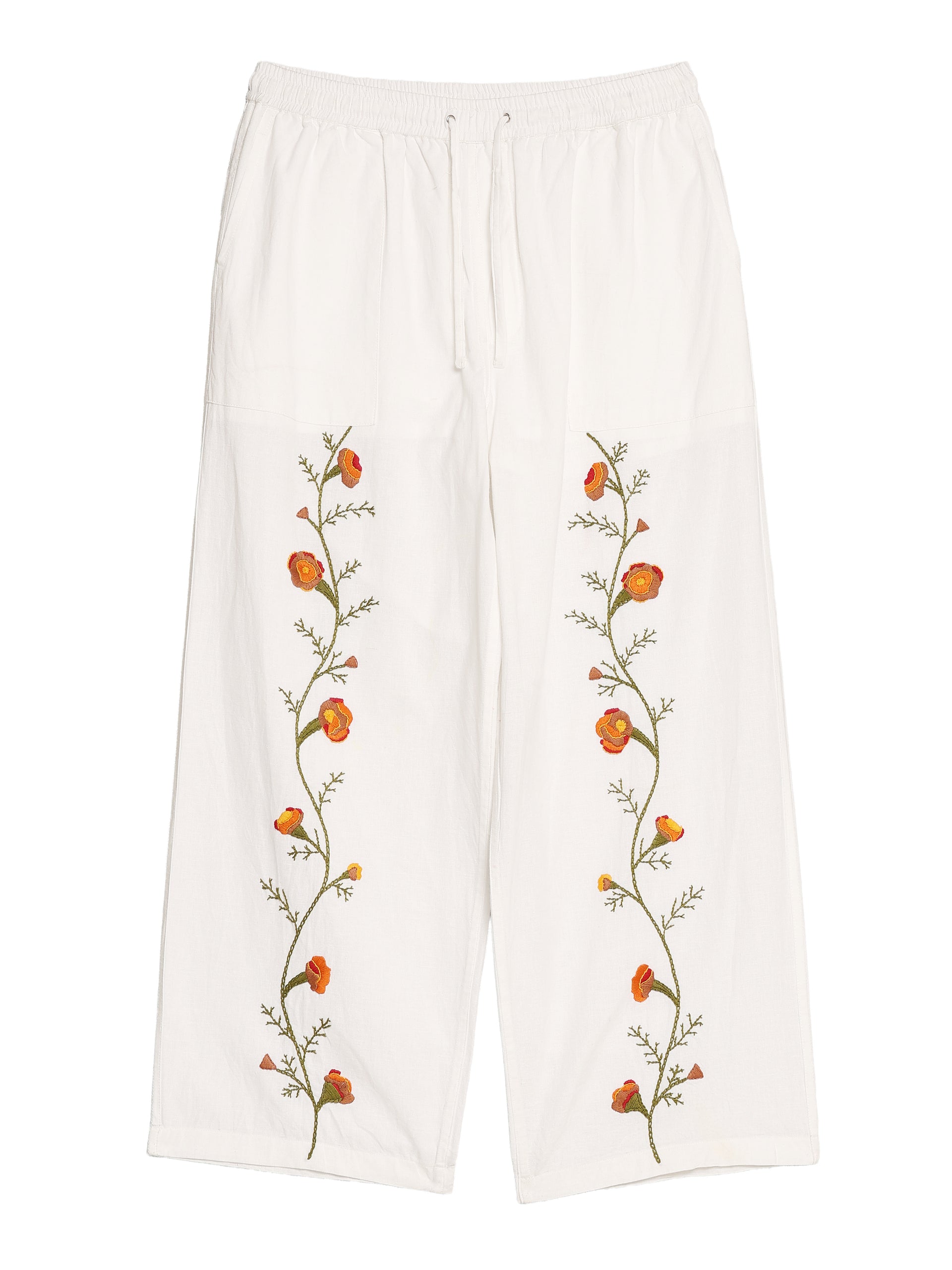 MARIGOLD LINEN HAND EMBROIDERED TROUSERS