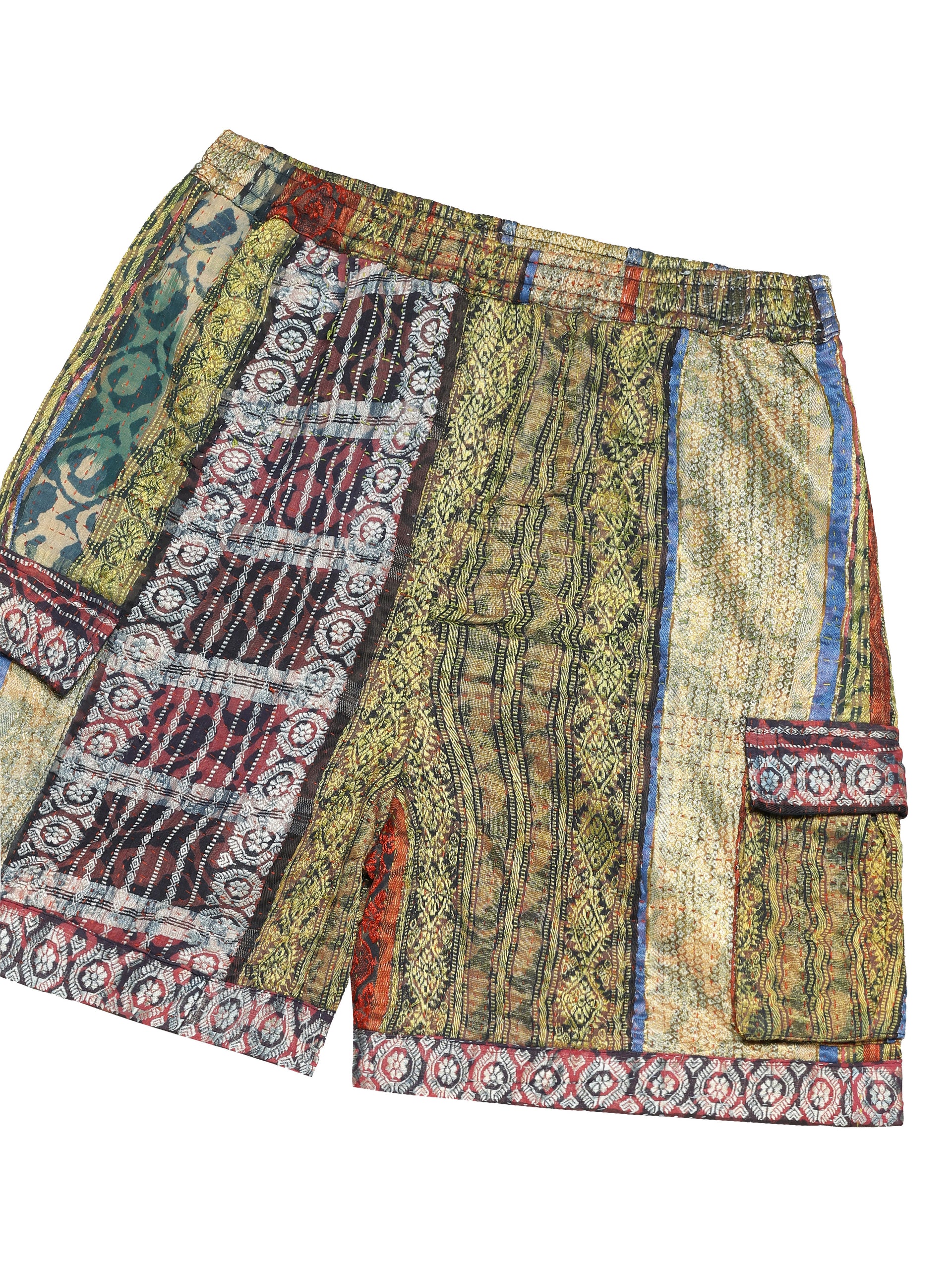 SILK PATCHWORK CARGO SHORTS