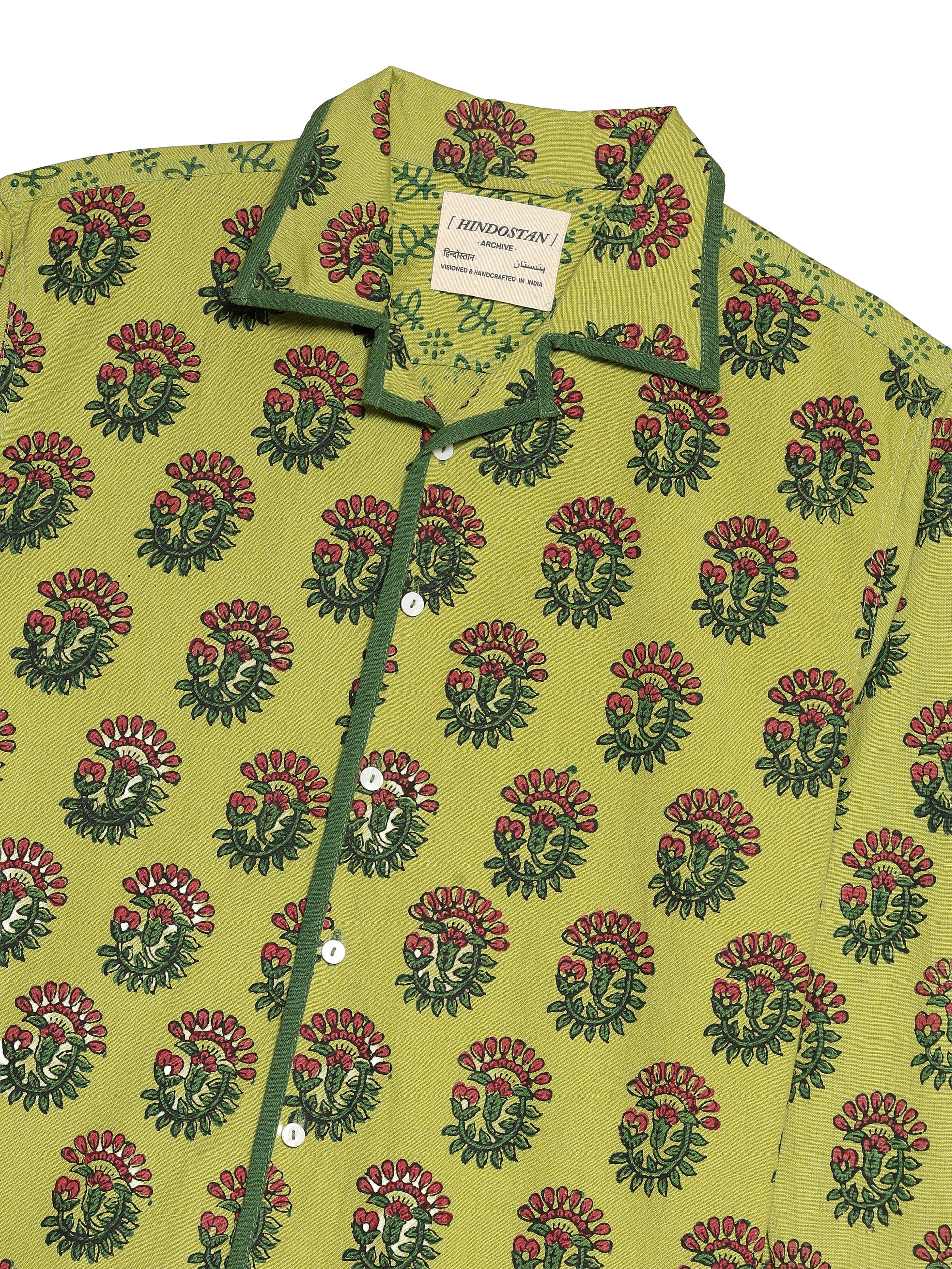 GREEN HAND BLOCK-PRINTED SHIRT