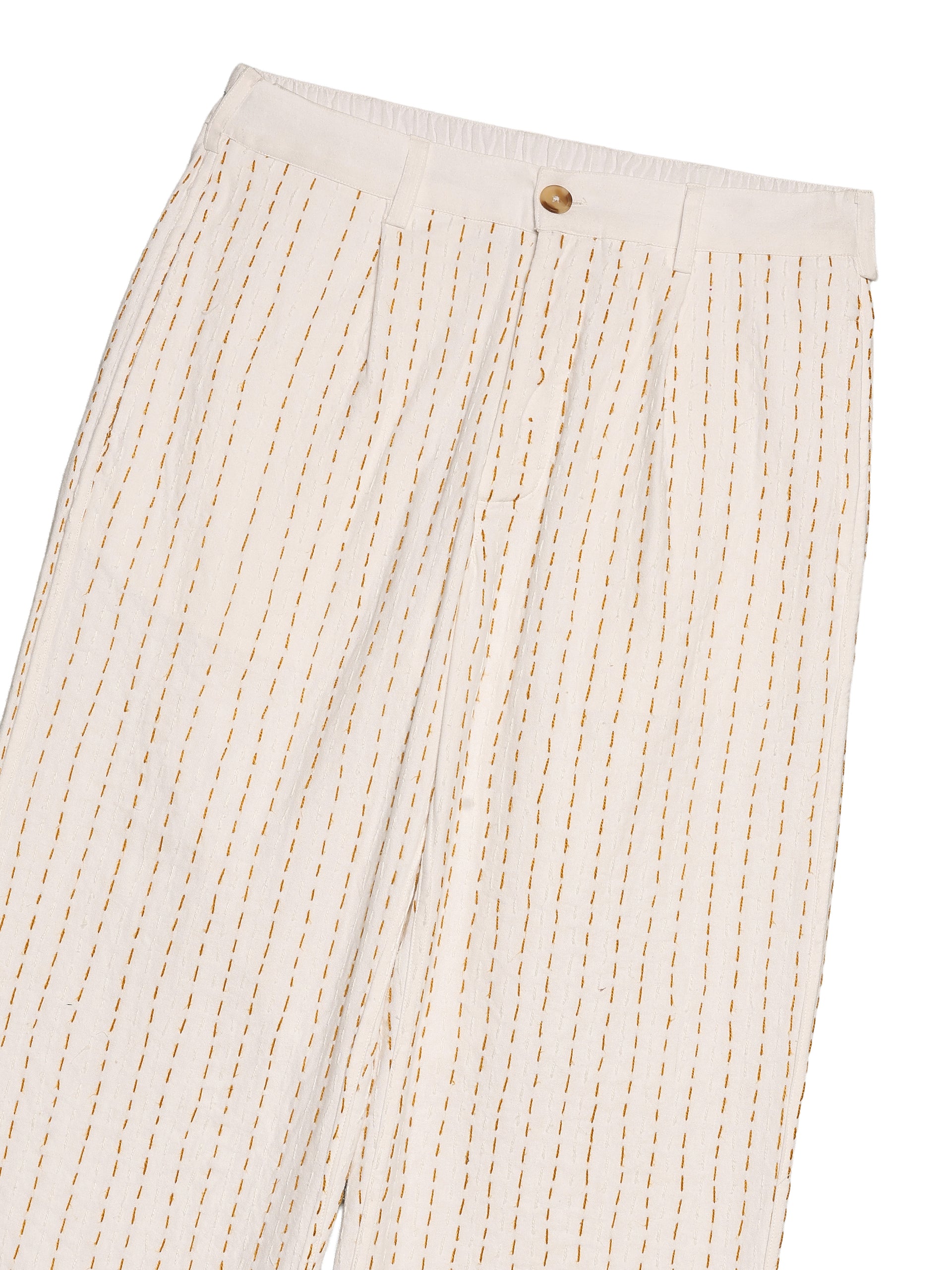 WHITE KANTHA TROUSERS