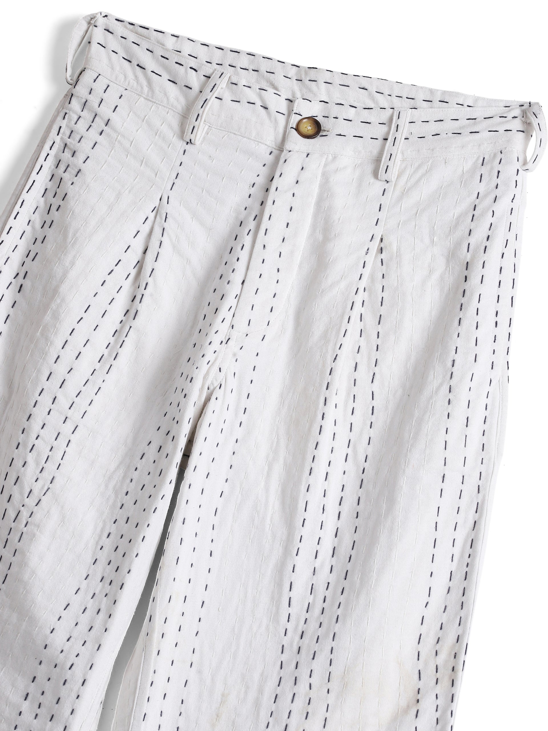 WHITE  KANTHA TROUSERS