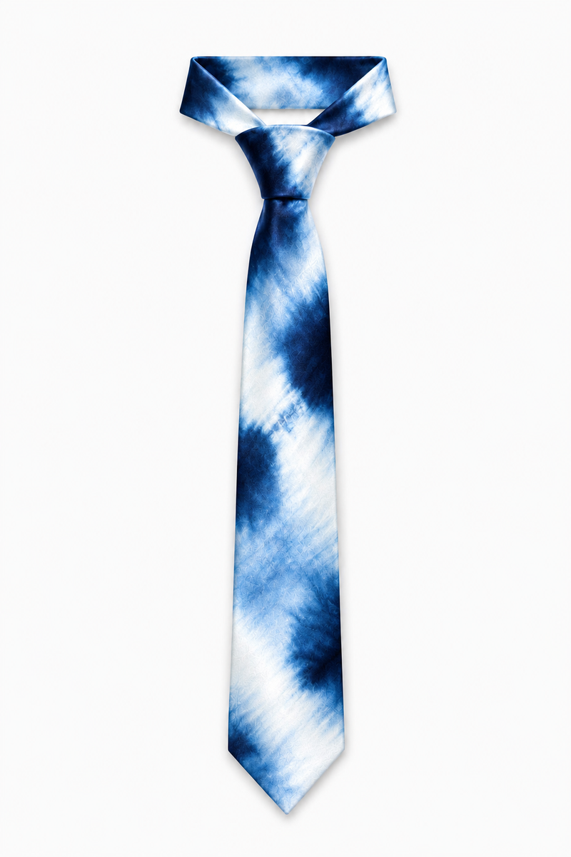 INDIGO SHIBORI SILK TIE