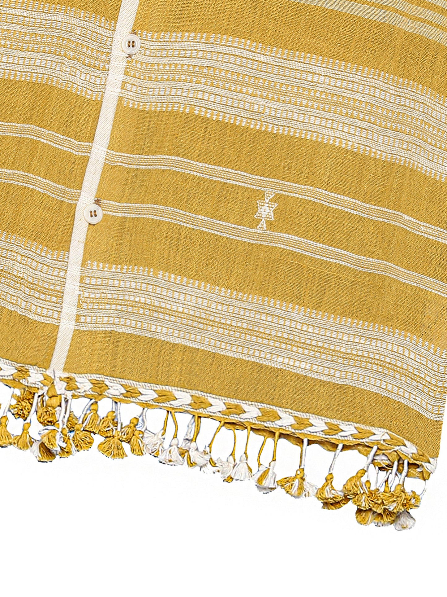 ‘BHUJODI’ MUSTARD HANDWOVEN FRINGE SHIRT