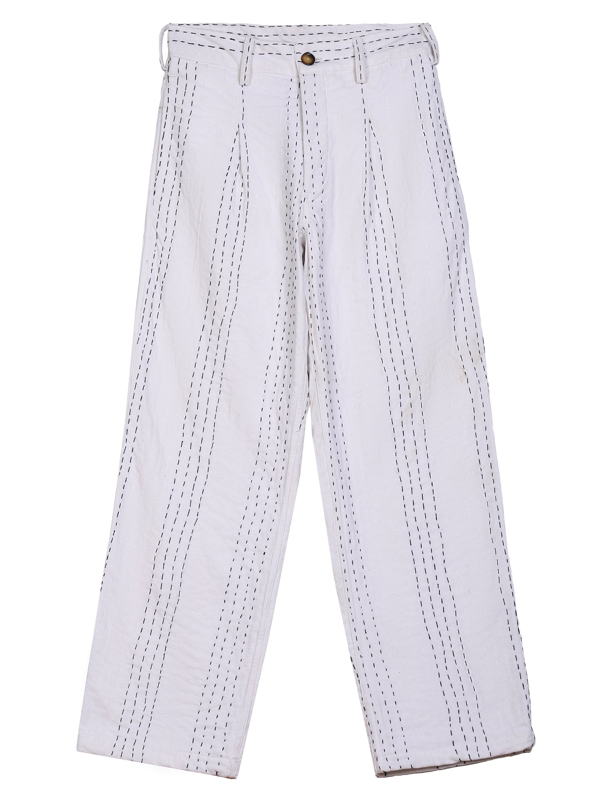 WHITE  KANTHA TROUSERS