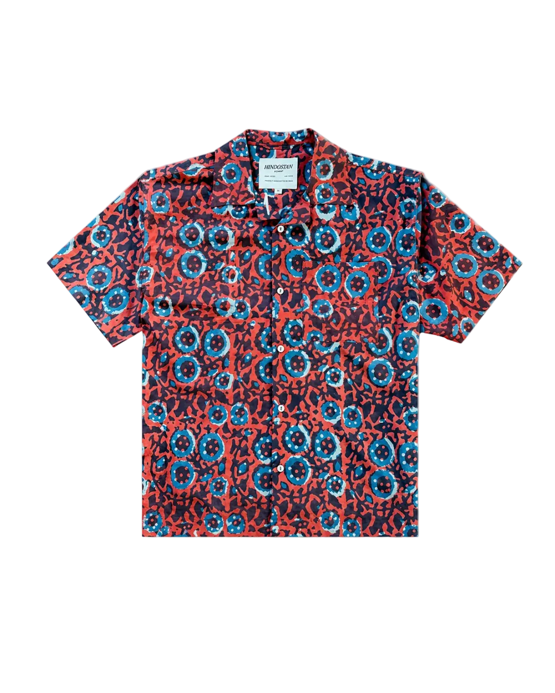 Red and blue patterned shirt on a white background