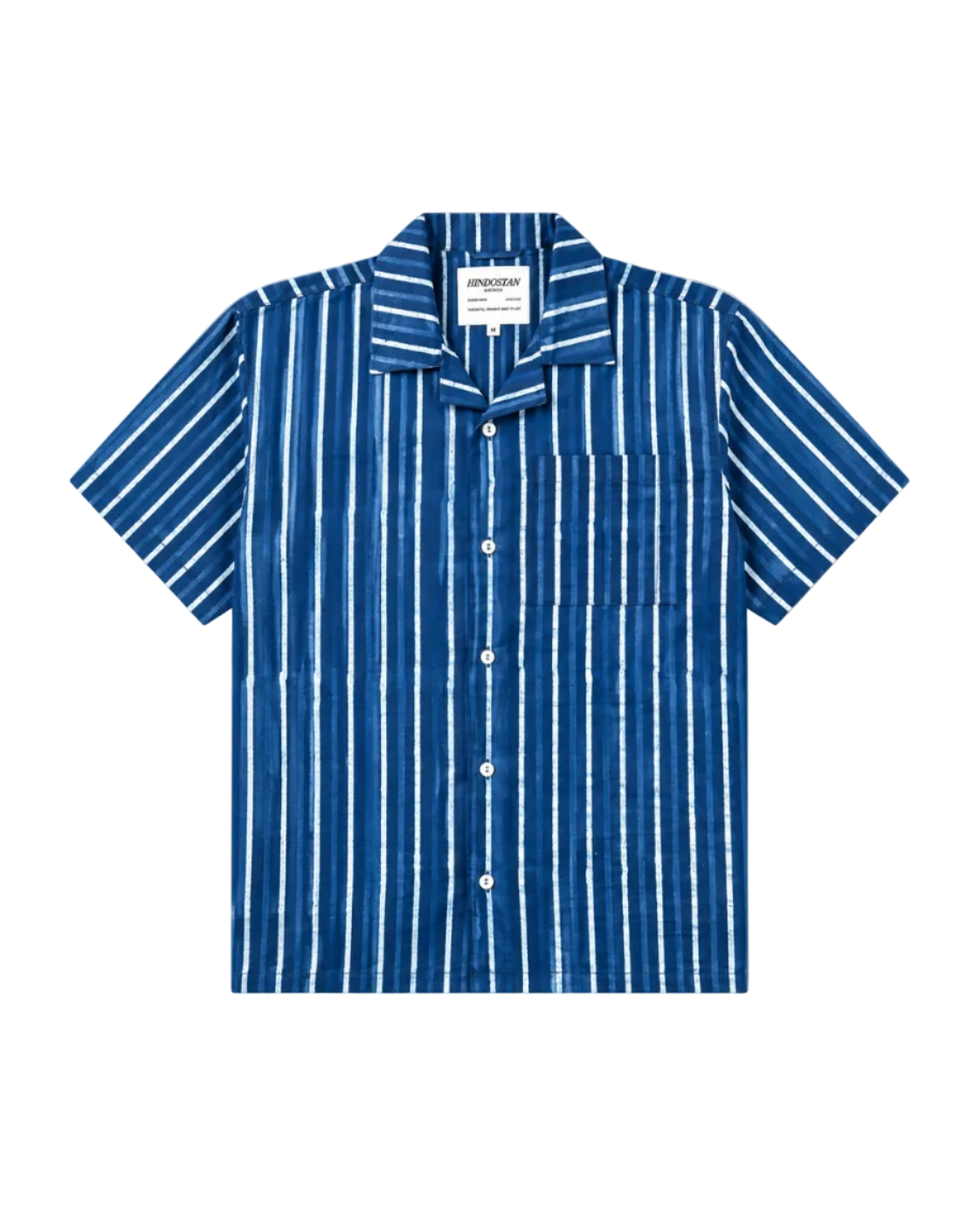 Blue and white striped shirt on a white background