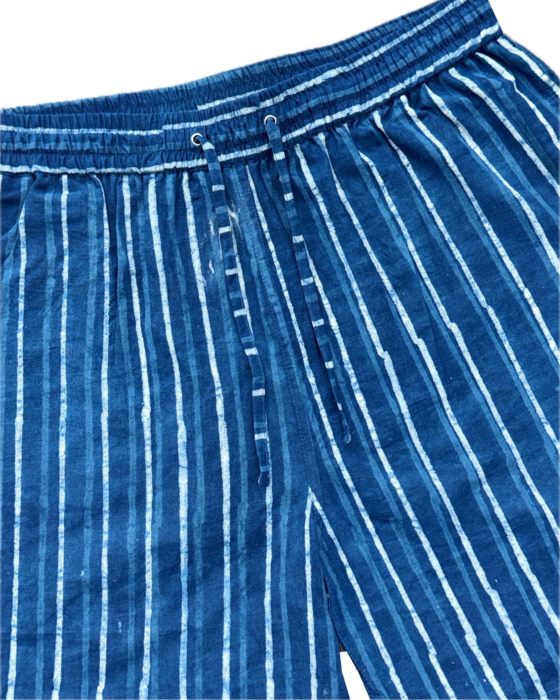 INDIGO STRIPES AJRAKH SHORTS