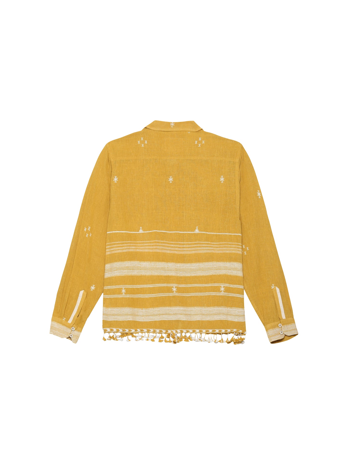 ‘BHUJODI’ MUSTARD HANDWOVEN FRINGE SHIRT