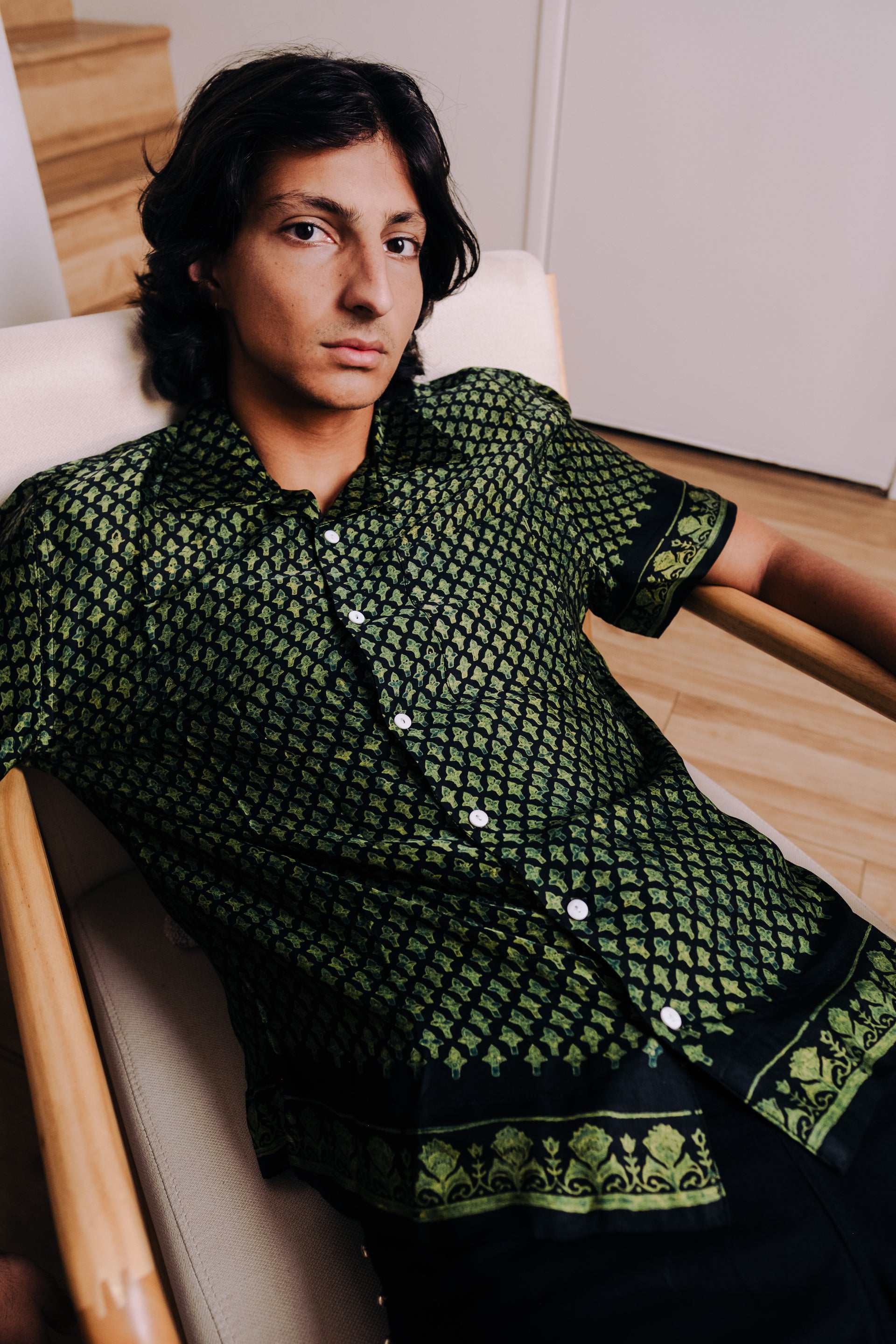 ‘LAUNG' AJRAKH SILK SHIRT