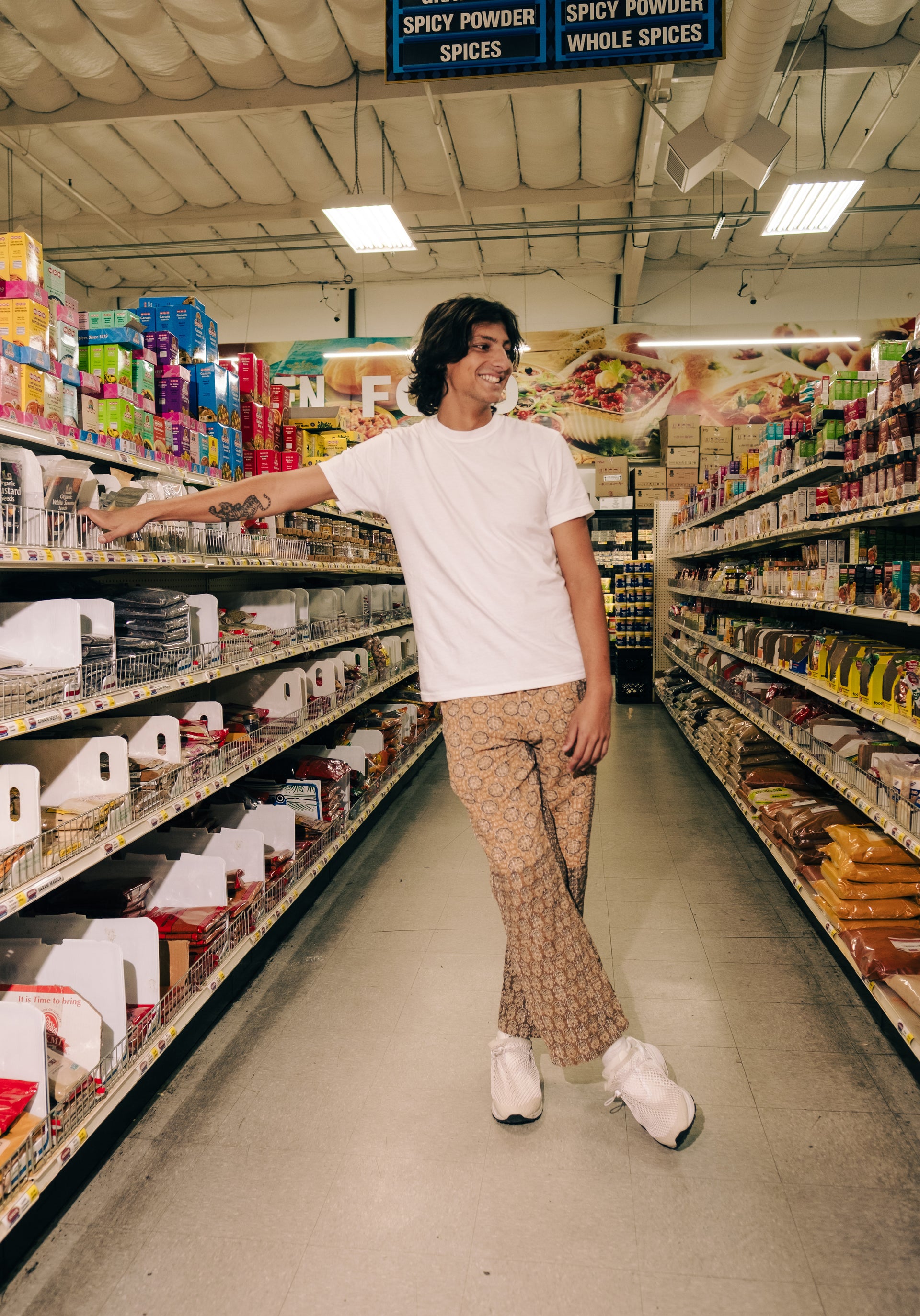 AJRAKH PATCHWORK PLEATED TROUSERS