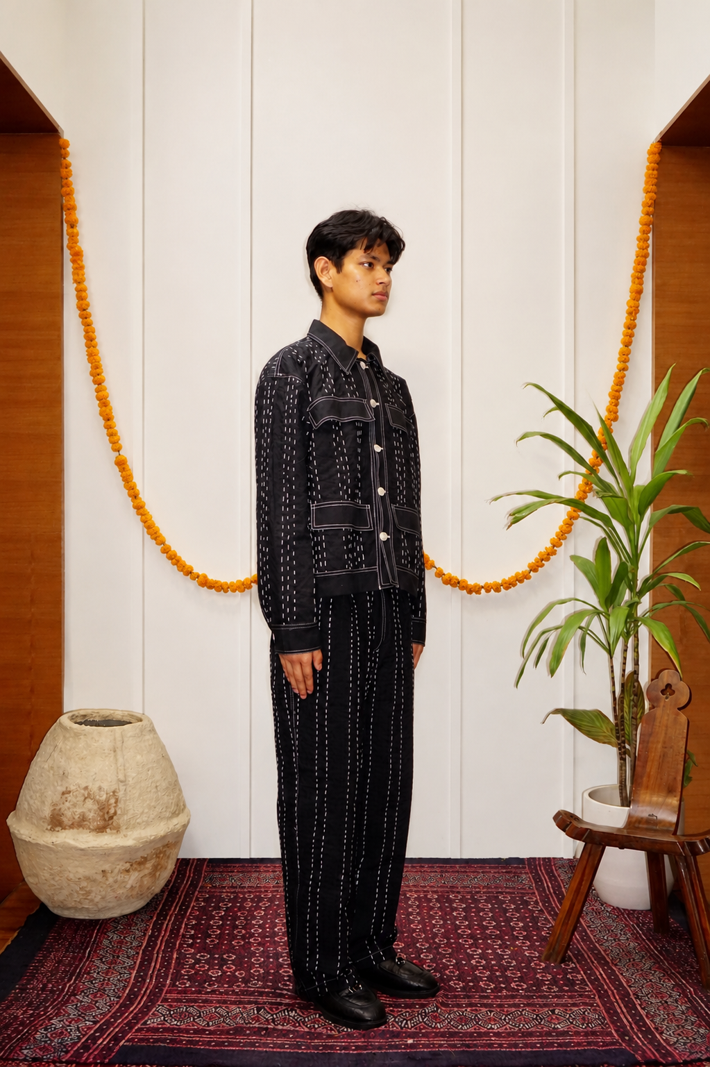 BLACK KANTHA TROUSERS
