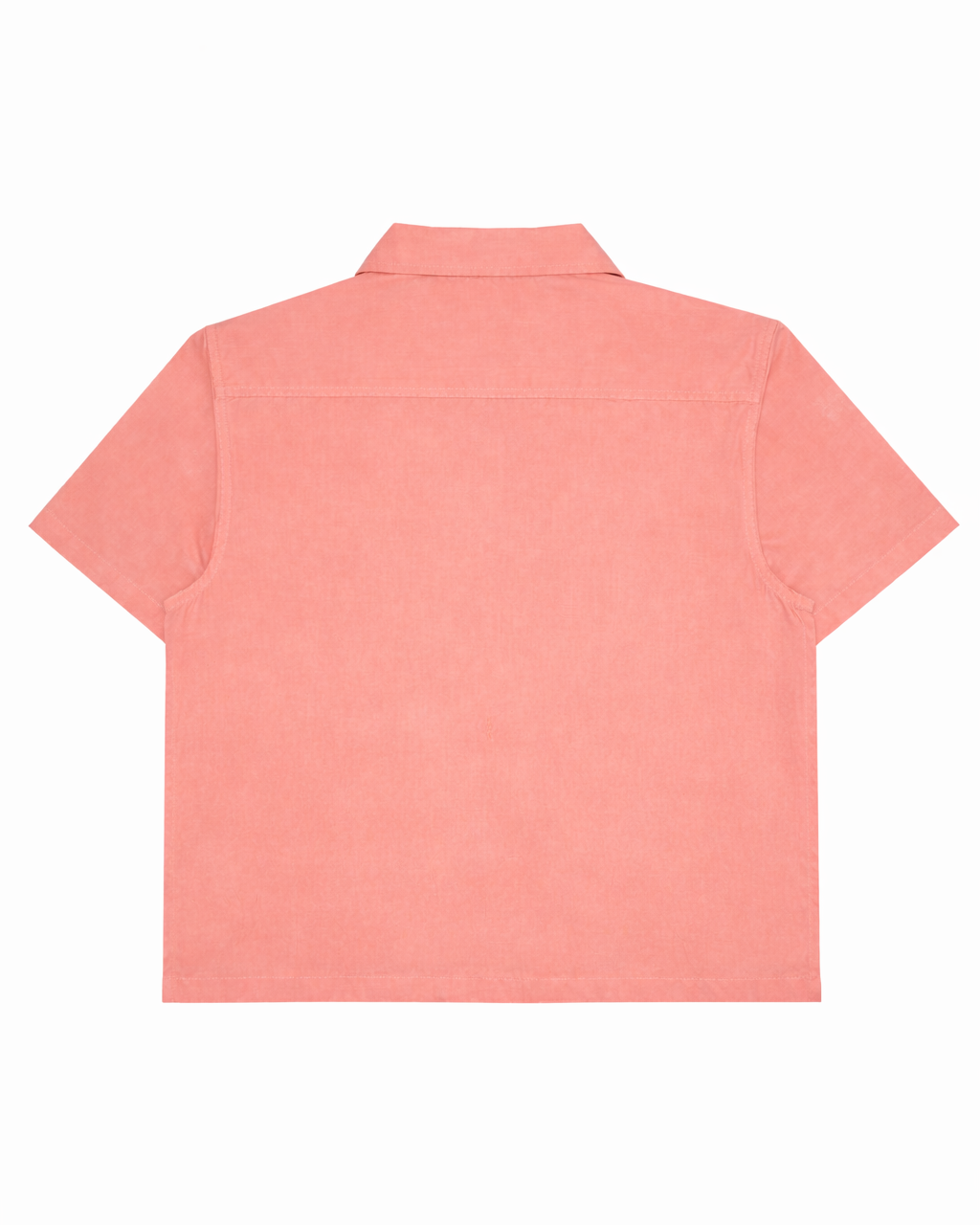 Coral Bandhani tie-dye natural dyed cotton camp shirt back view – Indian handloom artisan menswear by Hindostan Archive