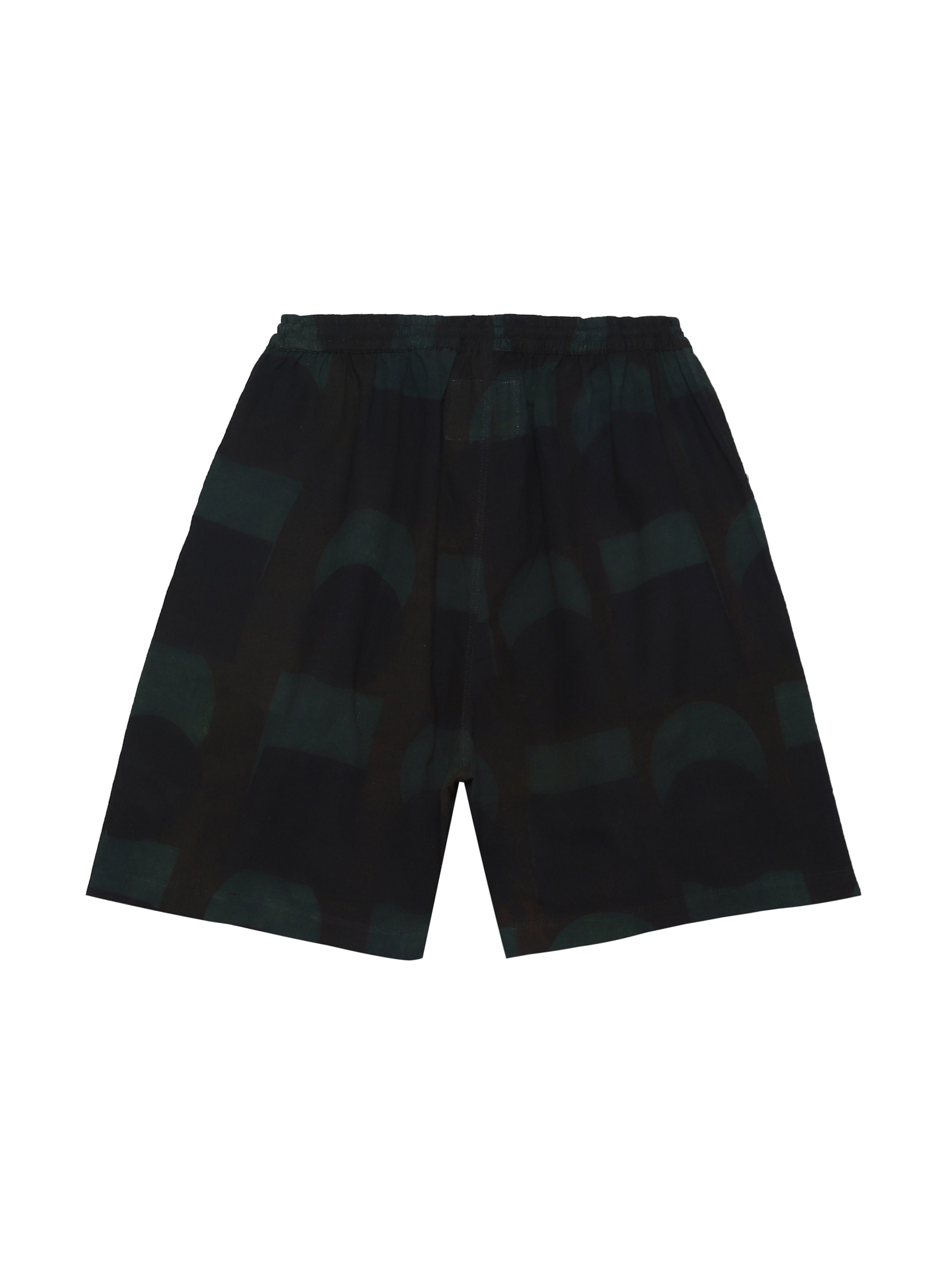 Crescent Ajrakh shorts back view – Ajrakh clothing hand block printed natural dyed shorts – artisan menswear Indian handloom clothing by Hindostan Archive