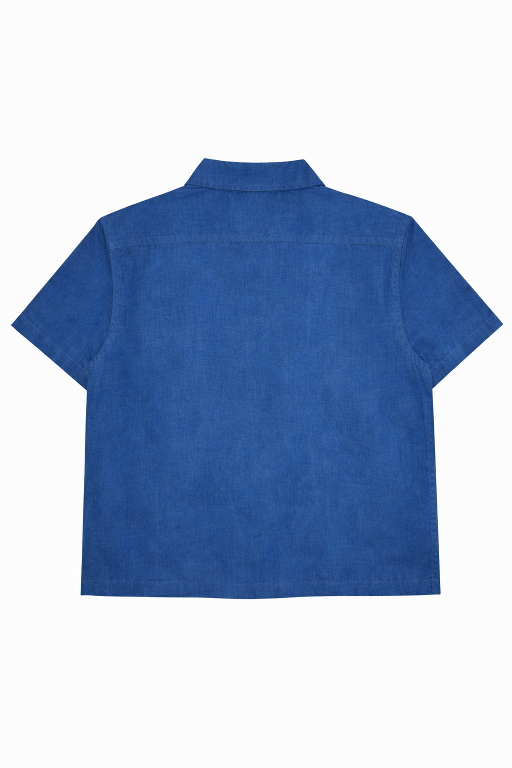 Indigo Bandhani tie-dye natural dyed cotton camp shirt back view – Indian handloom artisan menswear by Hindostan Archive