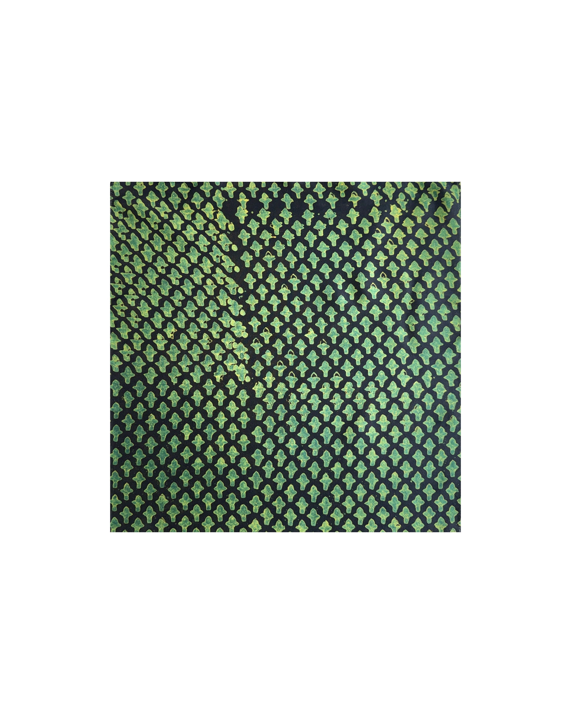 Laung Ajrakh hand block printed pure silk pocket square fabric close-up with natural dye – artisan menswear accessory by Hindostan Archive