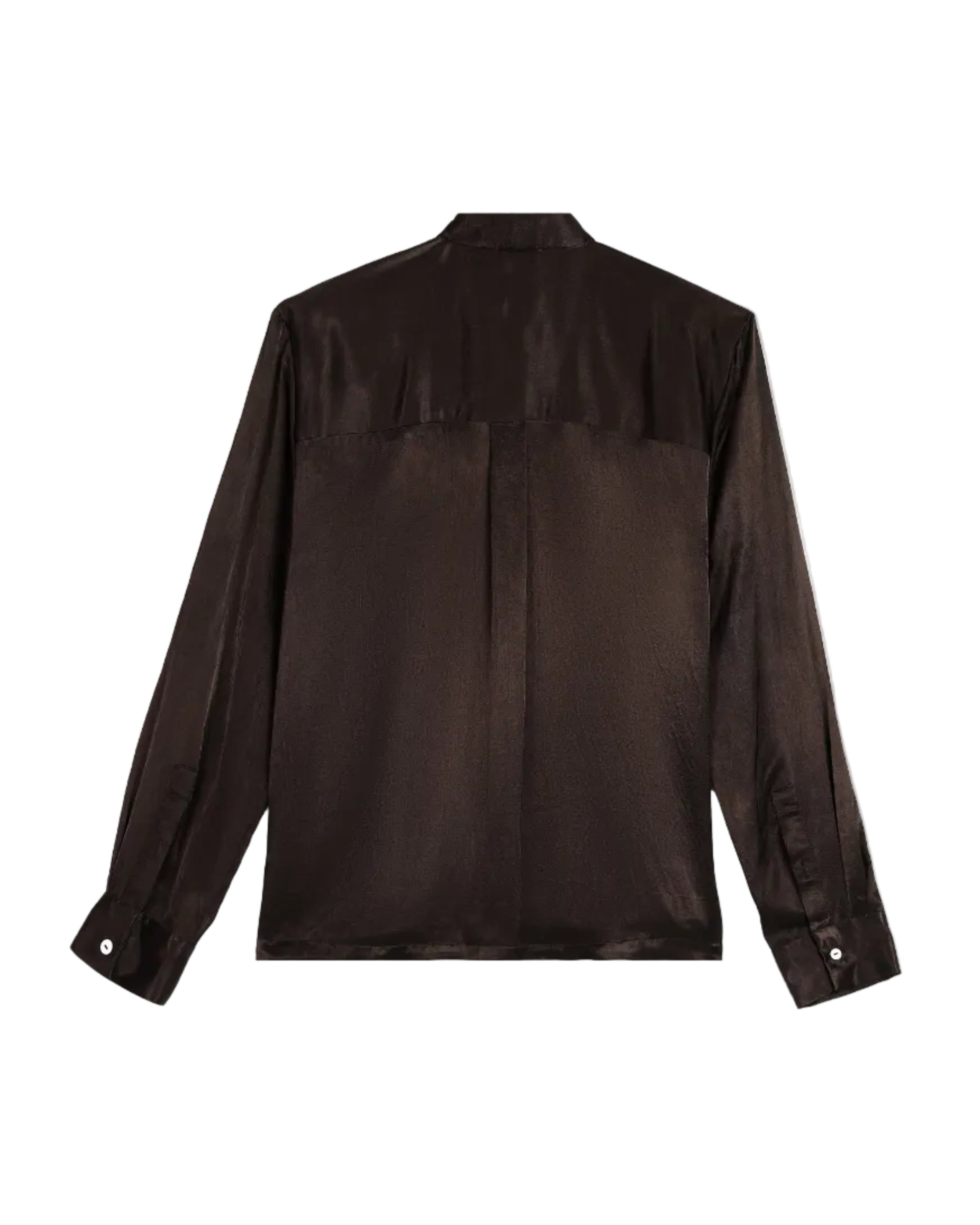 Lotus Mashru silk shirt back view – handwoven natural dyed artisan menswear Indian handloom clothing by Hindostan Archive