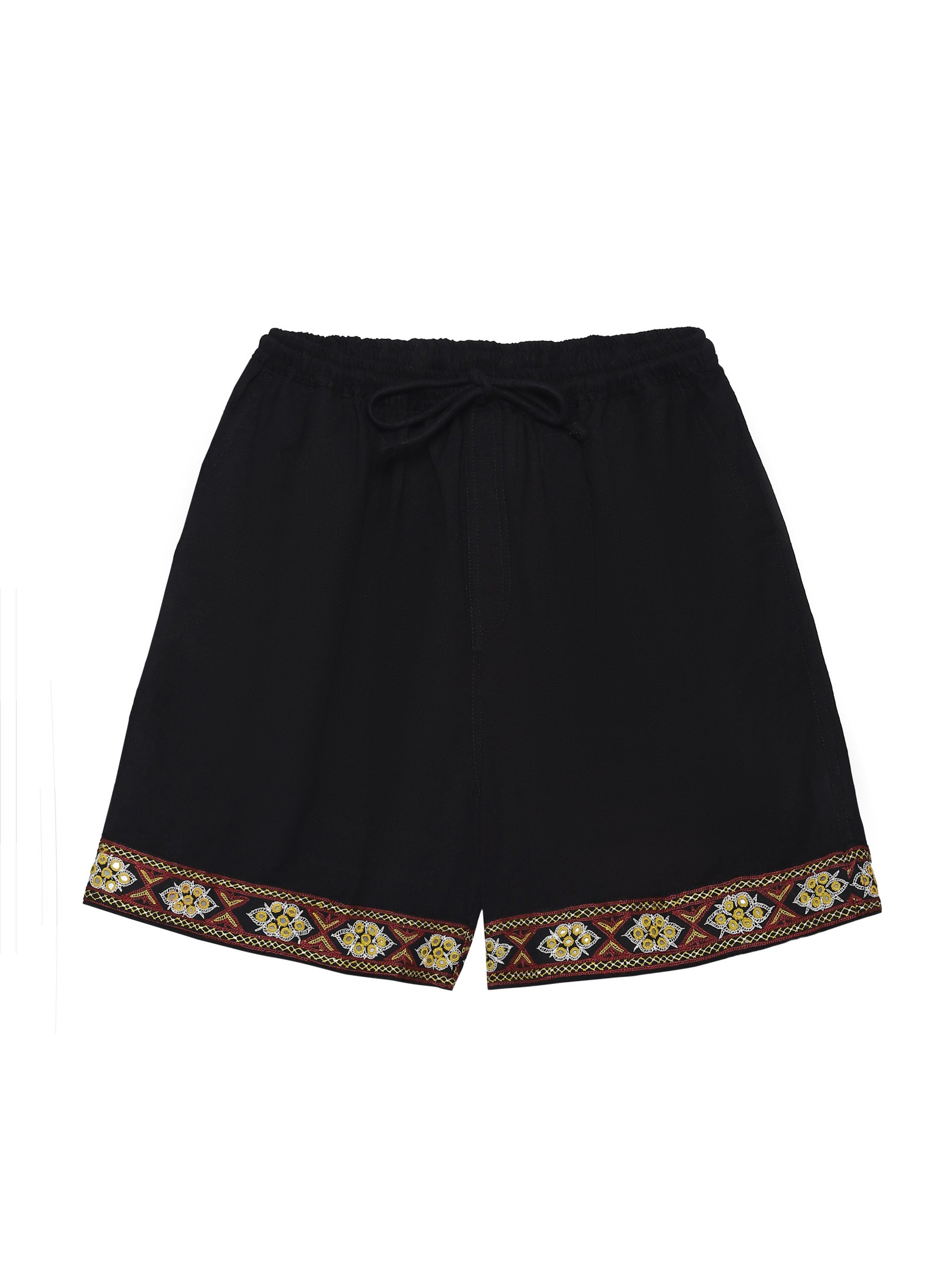 Paako linen shorts front view – natural dyed linen shorts with handwoven fabric – artisan menswear Indian handloom clothing by Hindostan Archive
