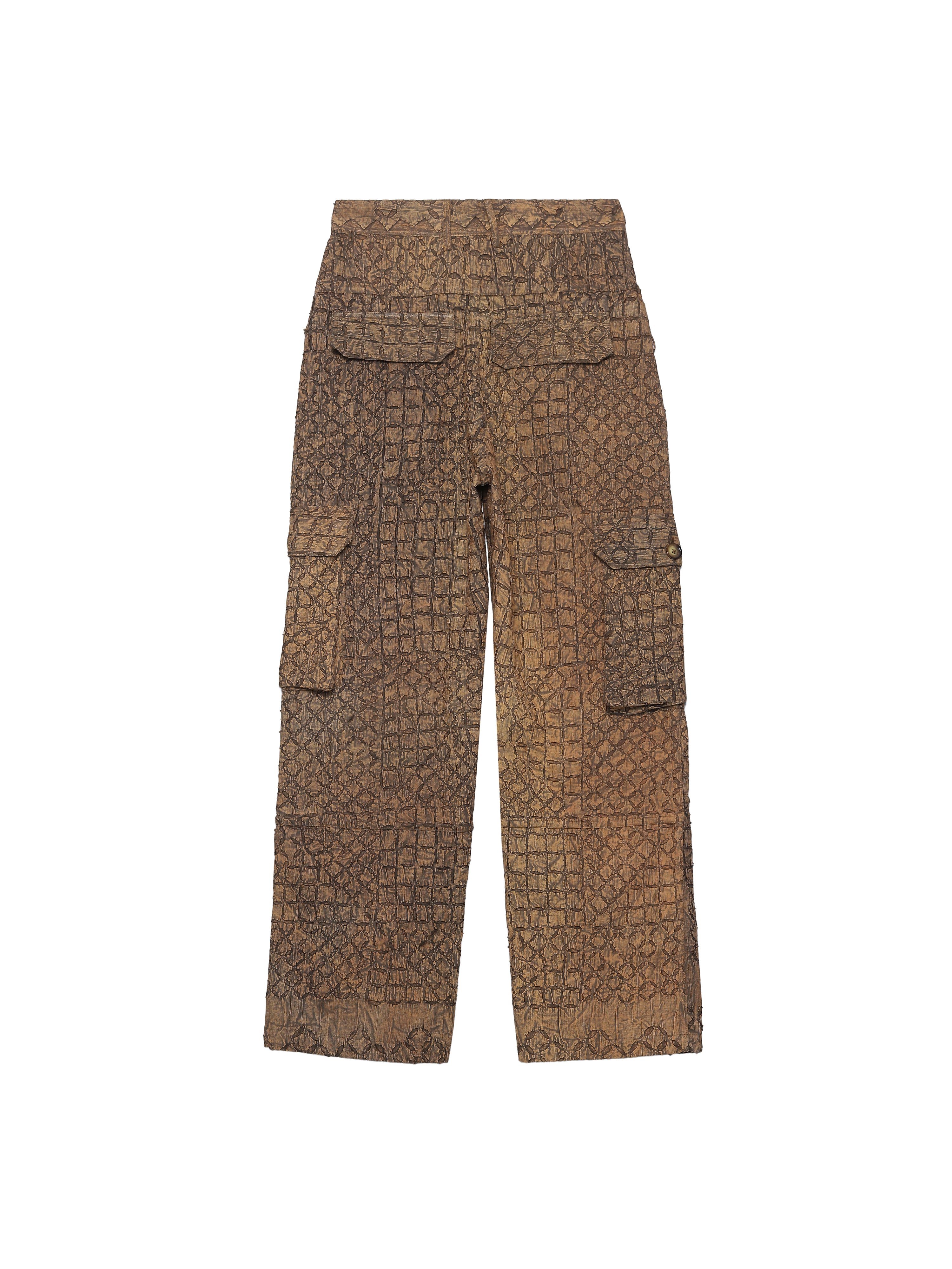 Rilli brown cargo trousers back view – patchwork natural dyed cotton cargo trousers – artisan menswear Indian handloom clothing by Hindostan Archive