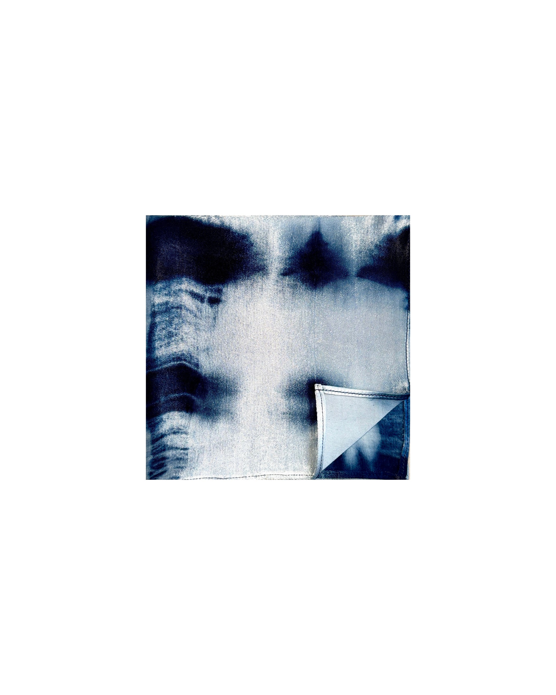Shibori indigo natural dyed pure silk pocket square folded – artisan menswear accessory by Hindostan Archive