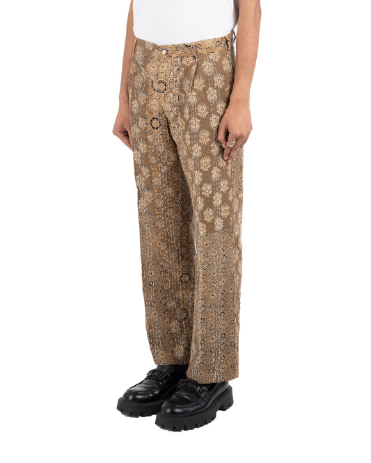 AJRAKH PATCHWORK PLEATED TROUSERS - Hindostan Archive 