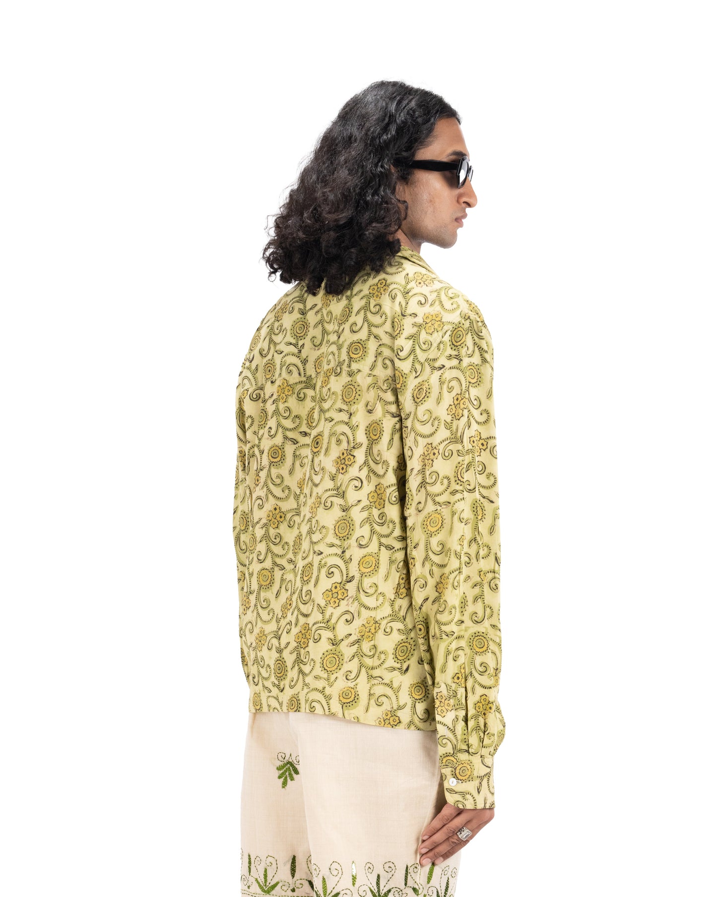 LIME HAND-BLOCKED SILK SHIRT - Hindostan Archive 