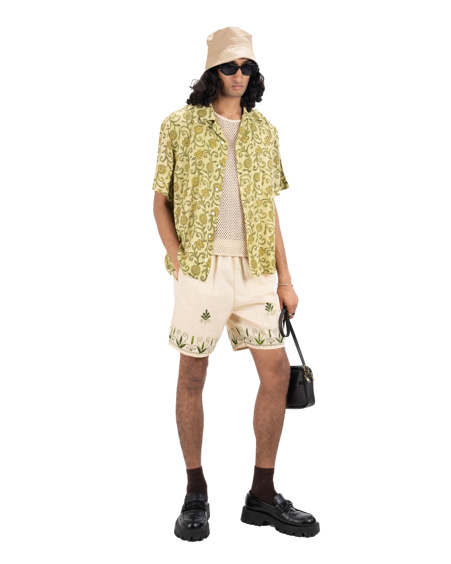 LIME HAND-BLOCKED SILK RESORT SHIRT - Hindostan Archive 